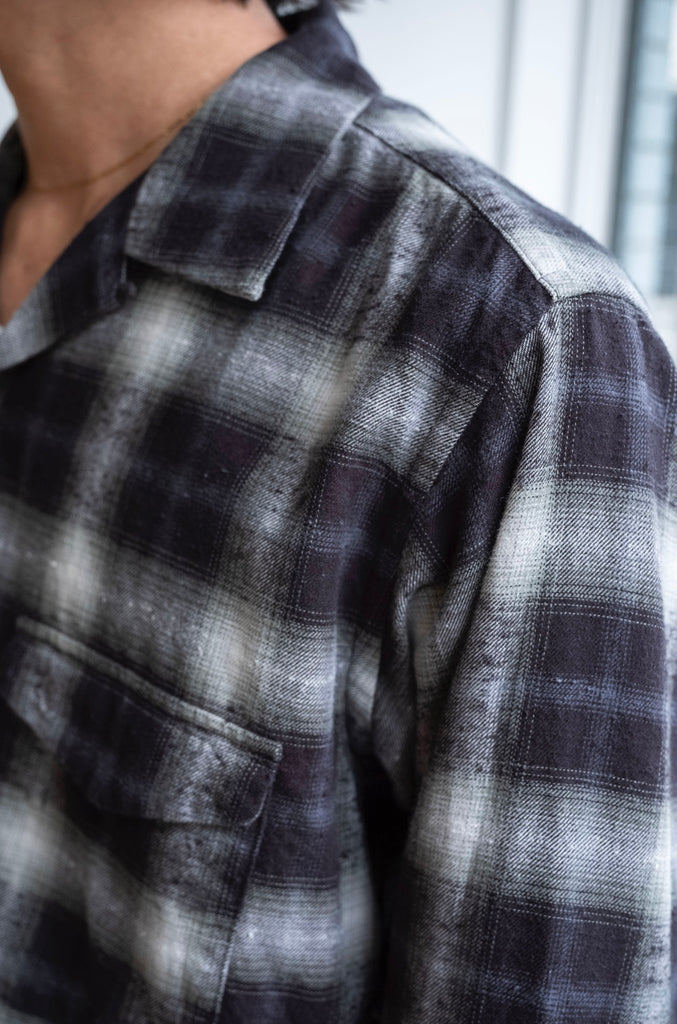 Brushed Nep Check Open Collar Shirt