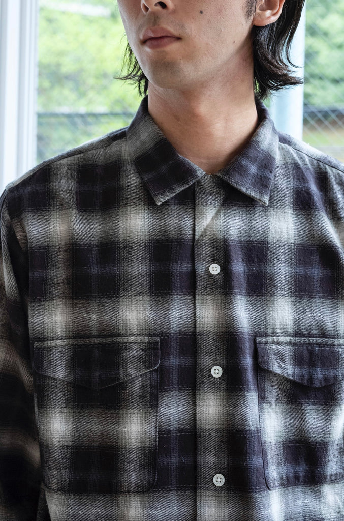 Brushed Nep Check Open Collar Shirt