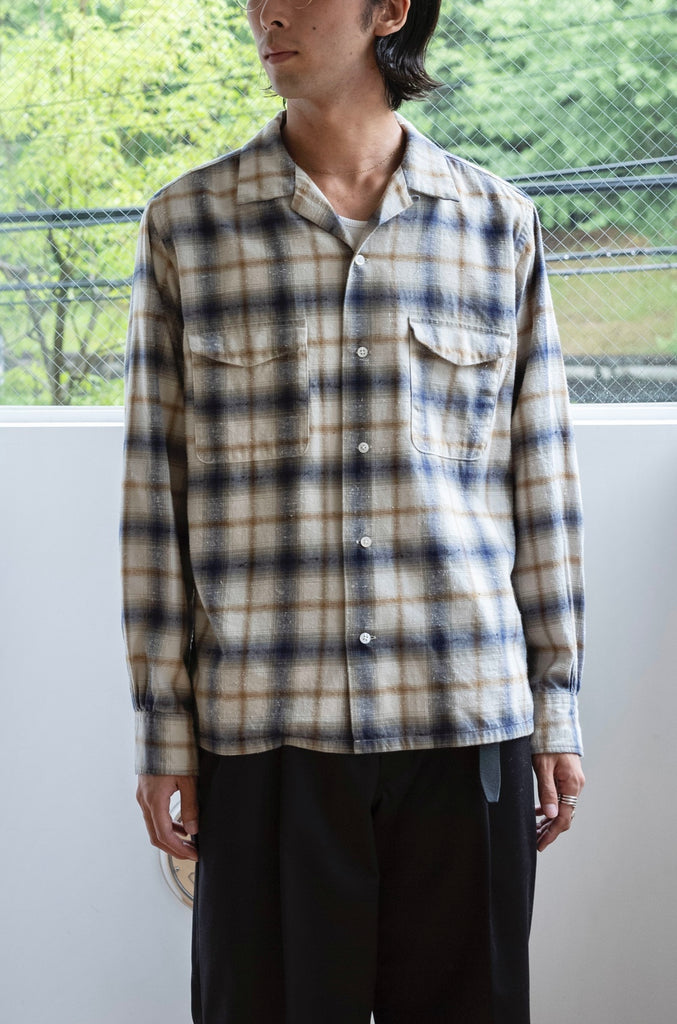 Brushed Nep Check Open Collar Shirt