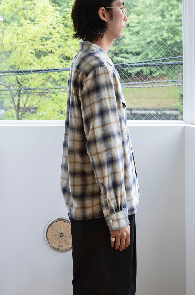 Brushed Nep Check Open Collar Shirt