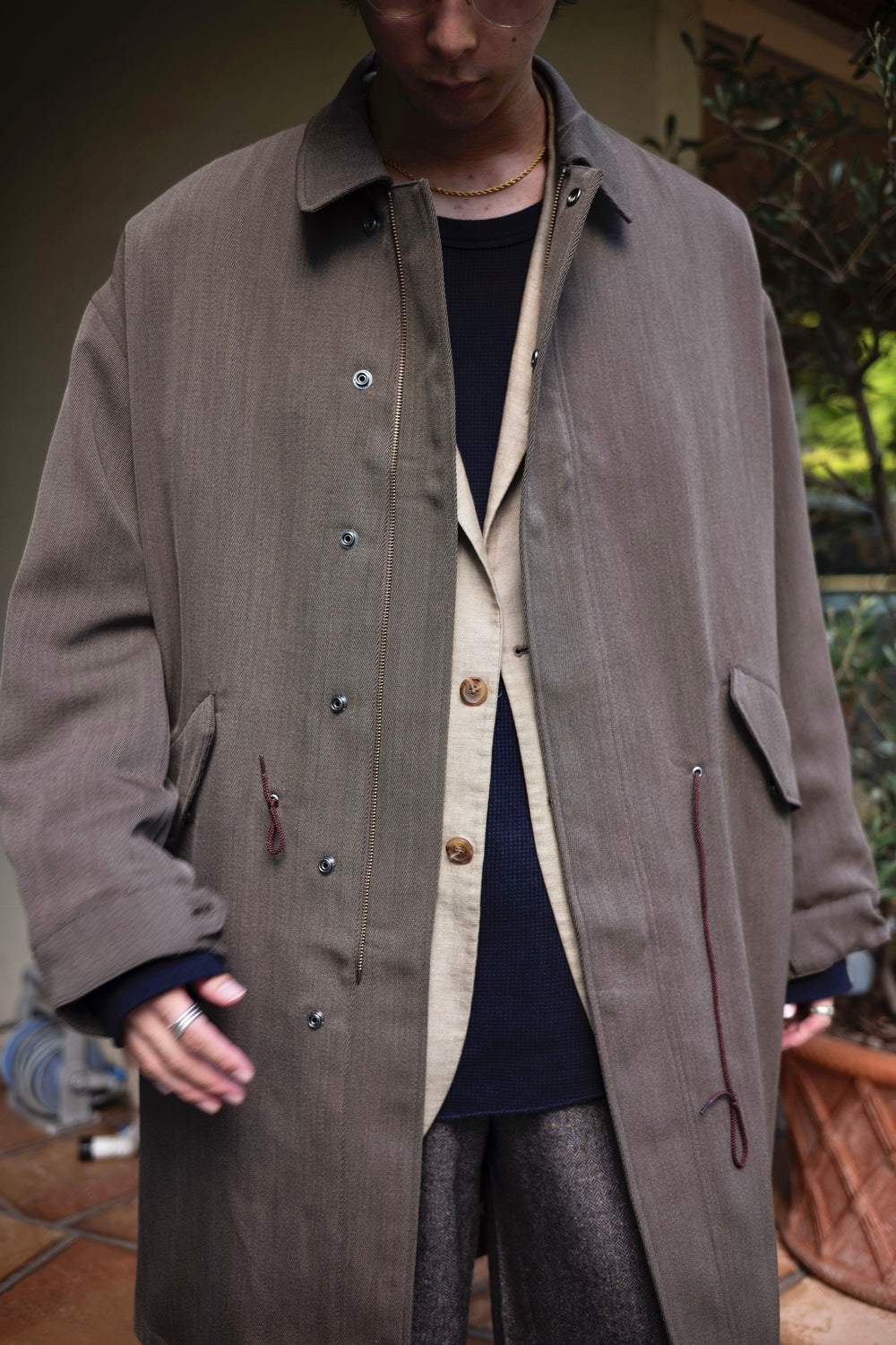 ジャケット・アウター descendant cricket twill jacket DESCENDANT/SKIPPER TWILL JACKET (BLACK)