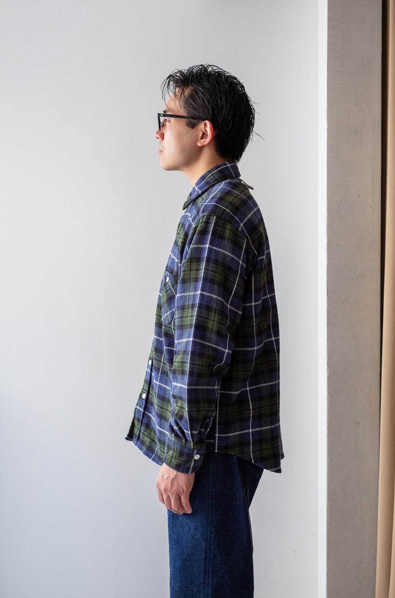 Rough Flannel Shirt 〔GREEN BASE〕