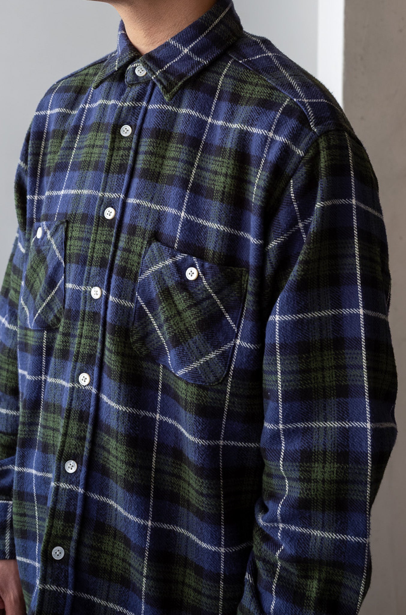Rough Flannel Shirt 〔GREEN BASE〕