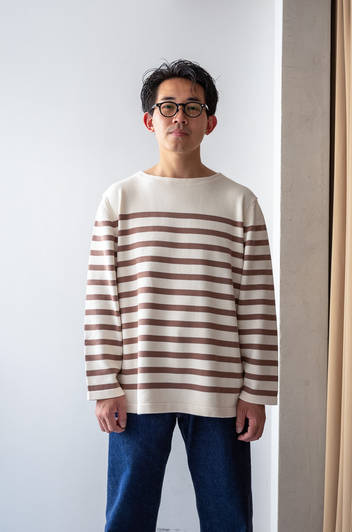 First Pick Suvin Gold Basque Knit〔MILK×ECRU〕