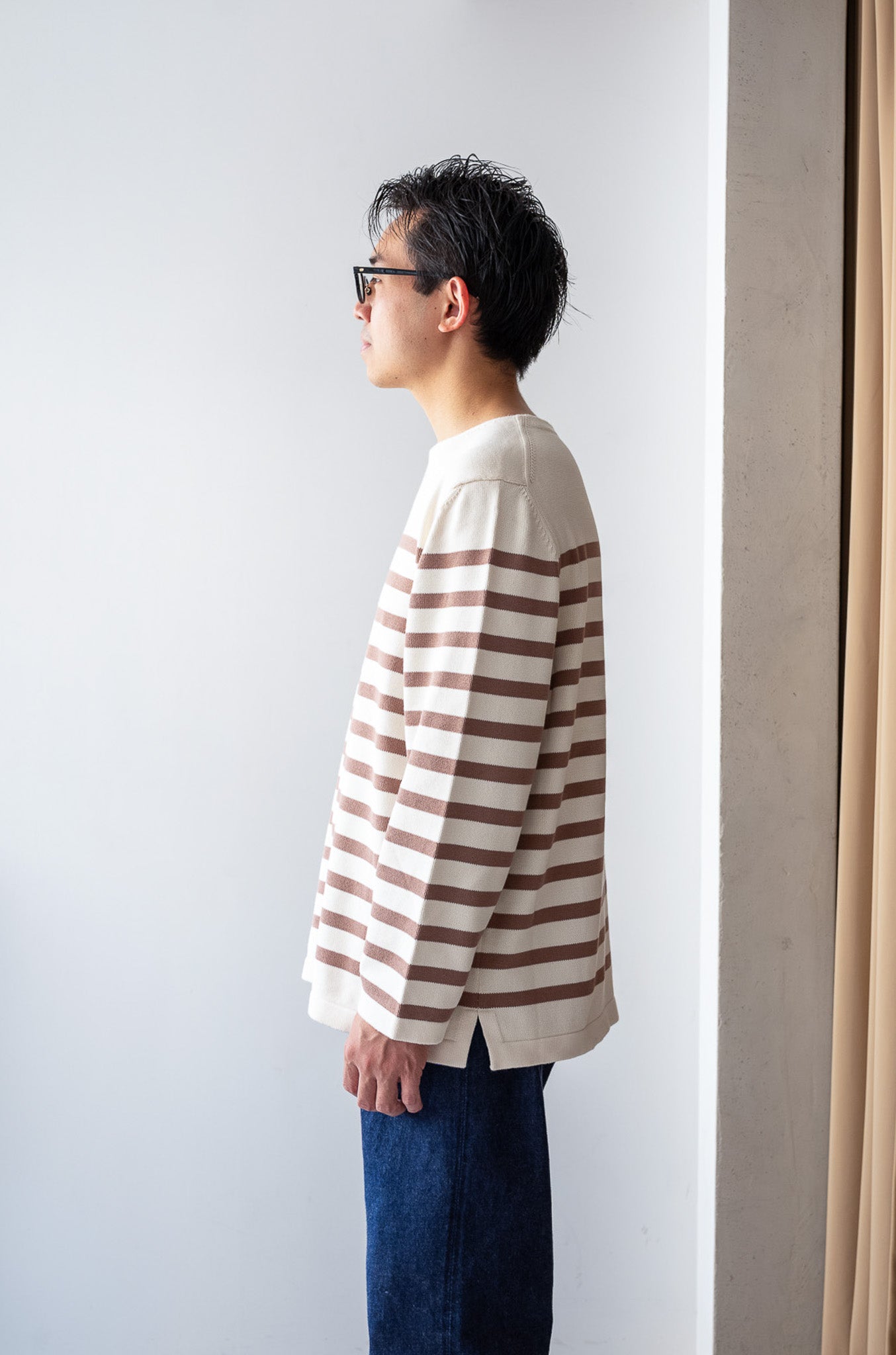 First Pick Suvin Gold Basque Knit〔MILK×ECRU〕
