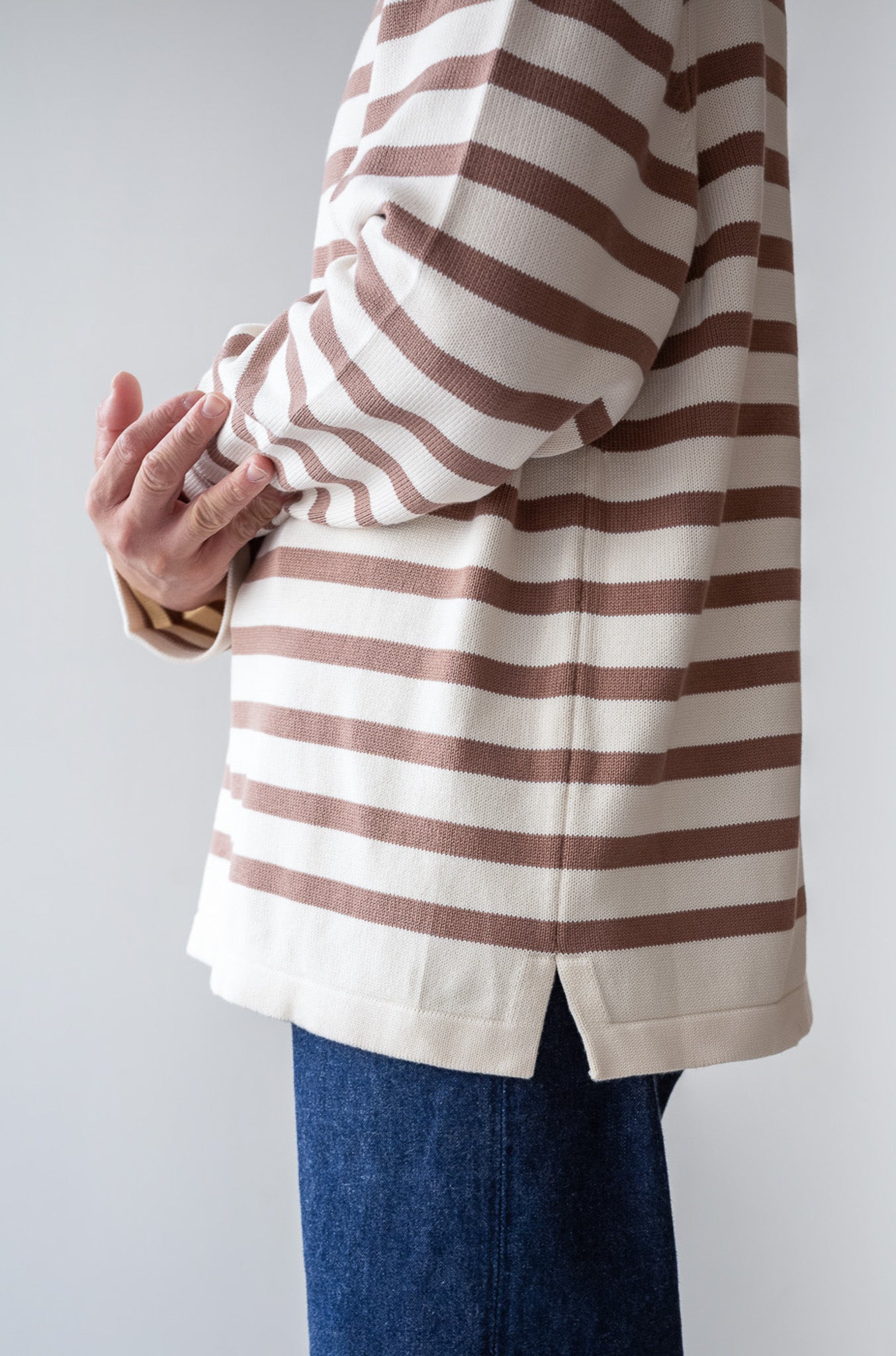 First Pick Suvin Gold Basque Knit〔MILK×ECRU〕