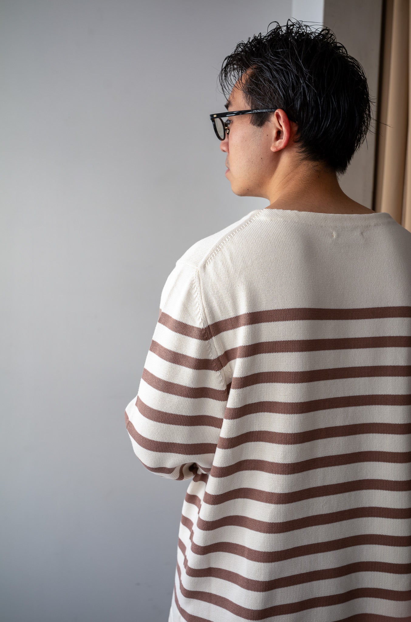 First Pick Suvin Gold Basque Knit〔MILK×ECRU〕