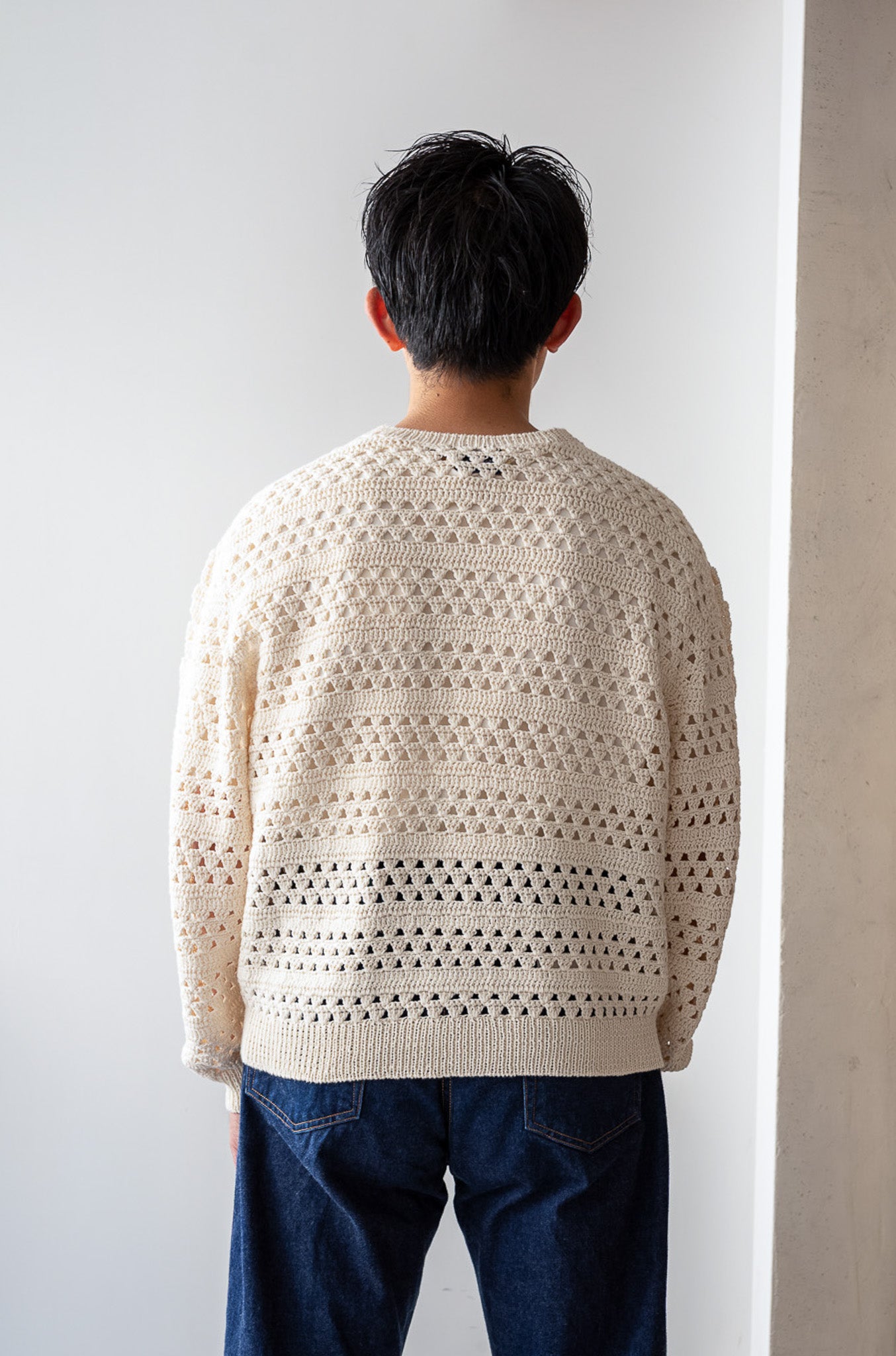 Crochet Horizontal Stripe Pullover〔MILK〕