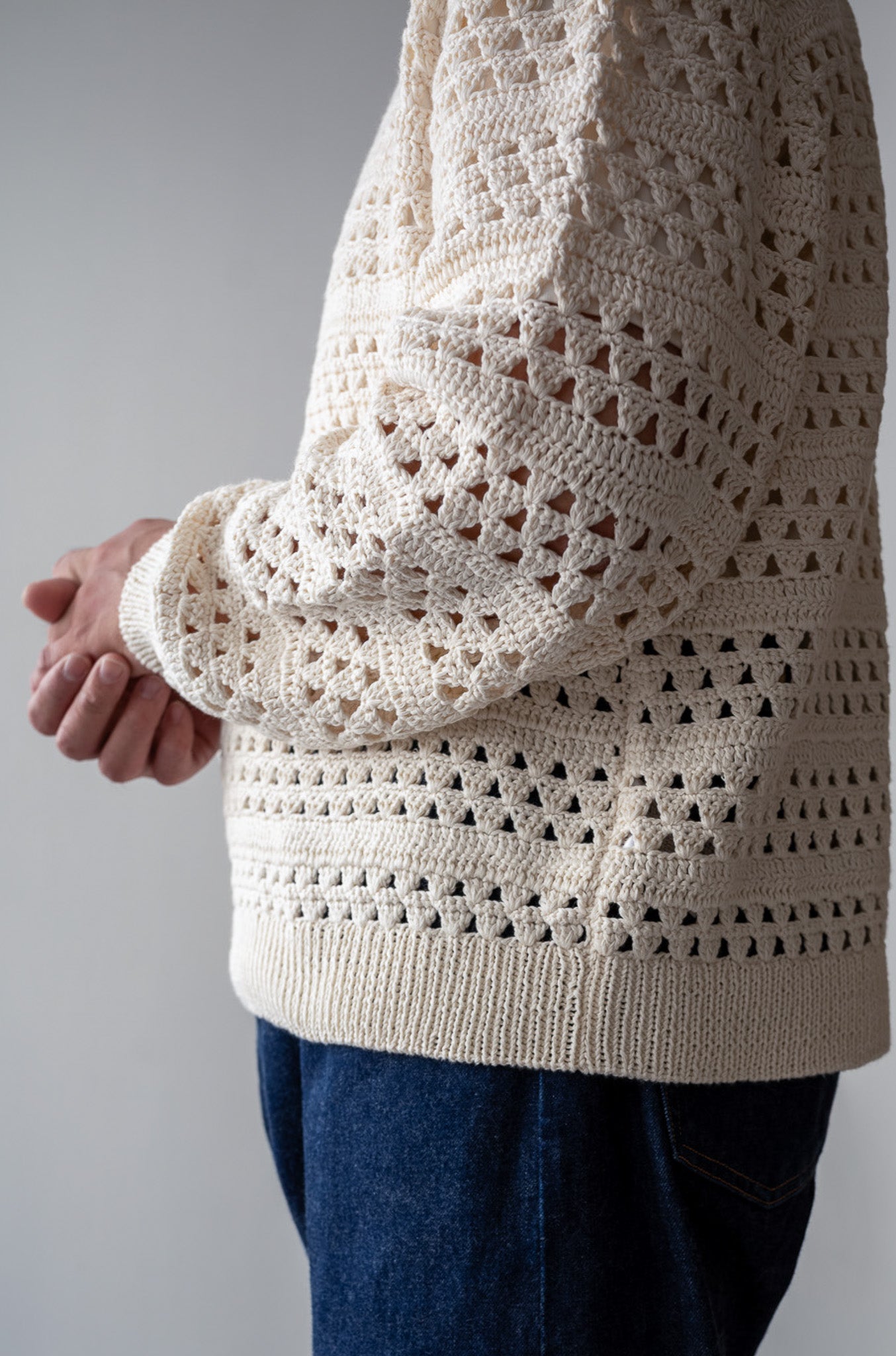 Crochet Horizontal Stripe Pullover〔MILK〕