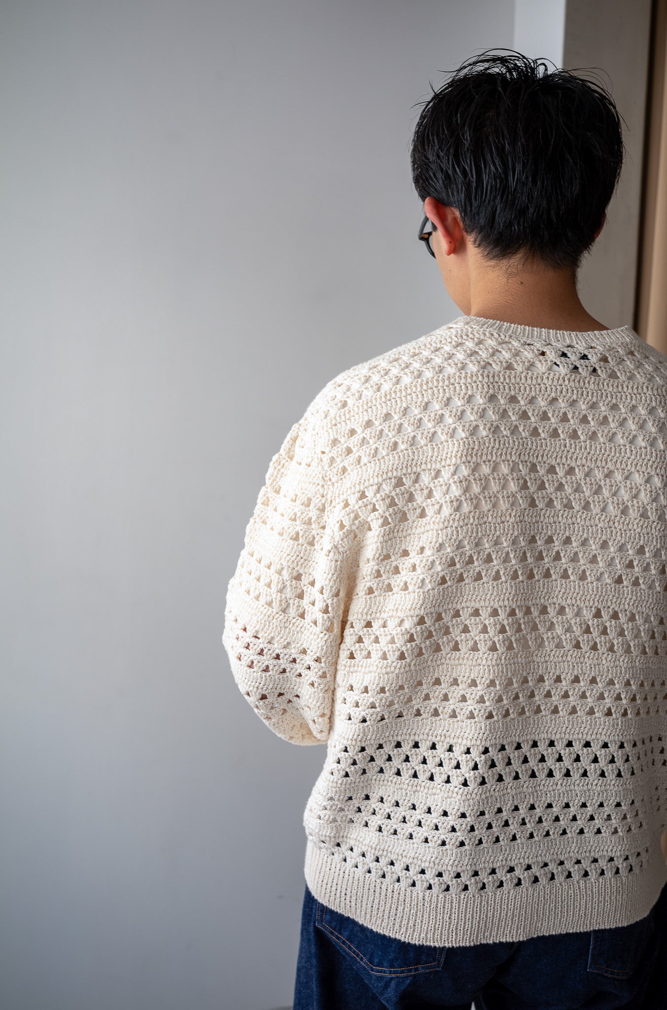 Crochet Horizontal Stripe Pullover〔MILK〕