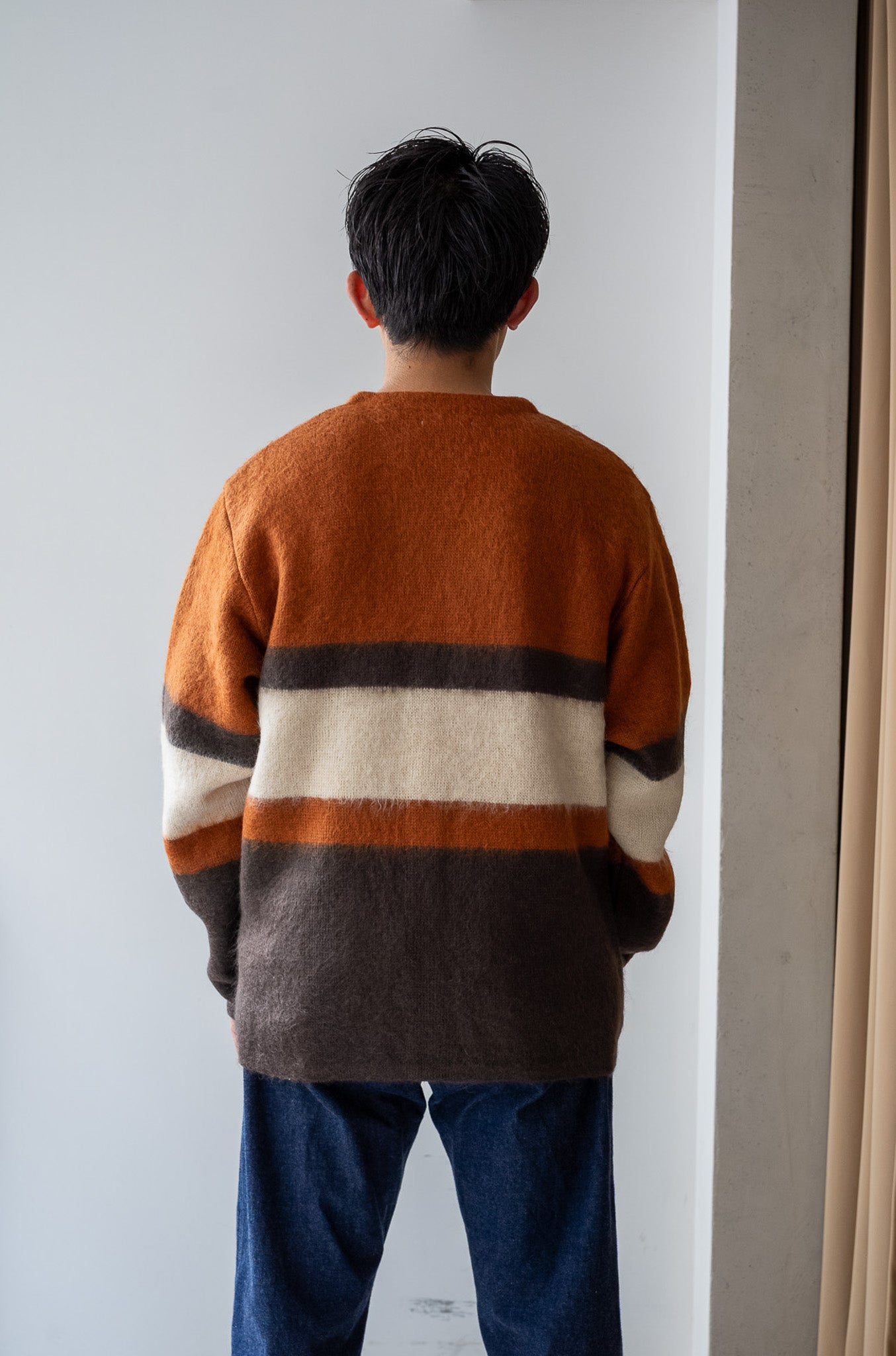 Stupid Shaggy Panel Cardigan〔BROWN BASE〕