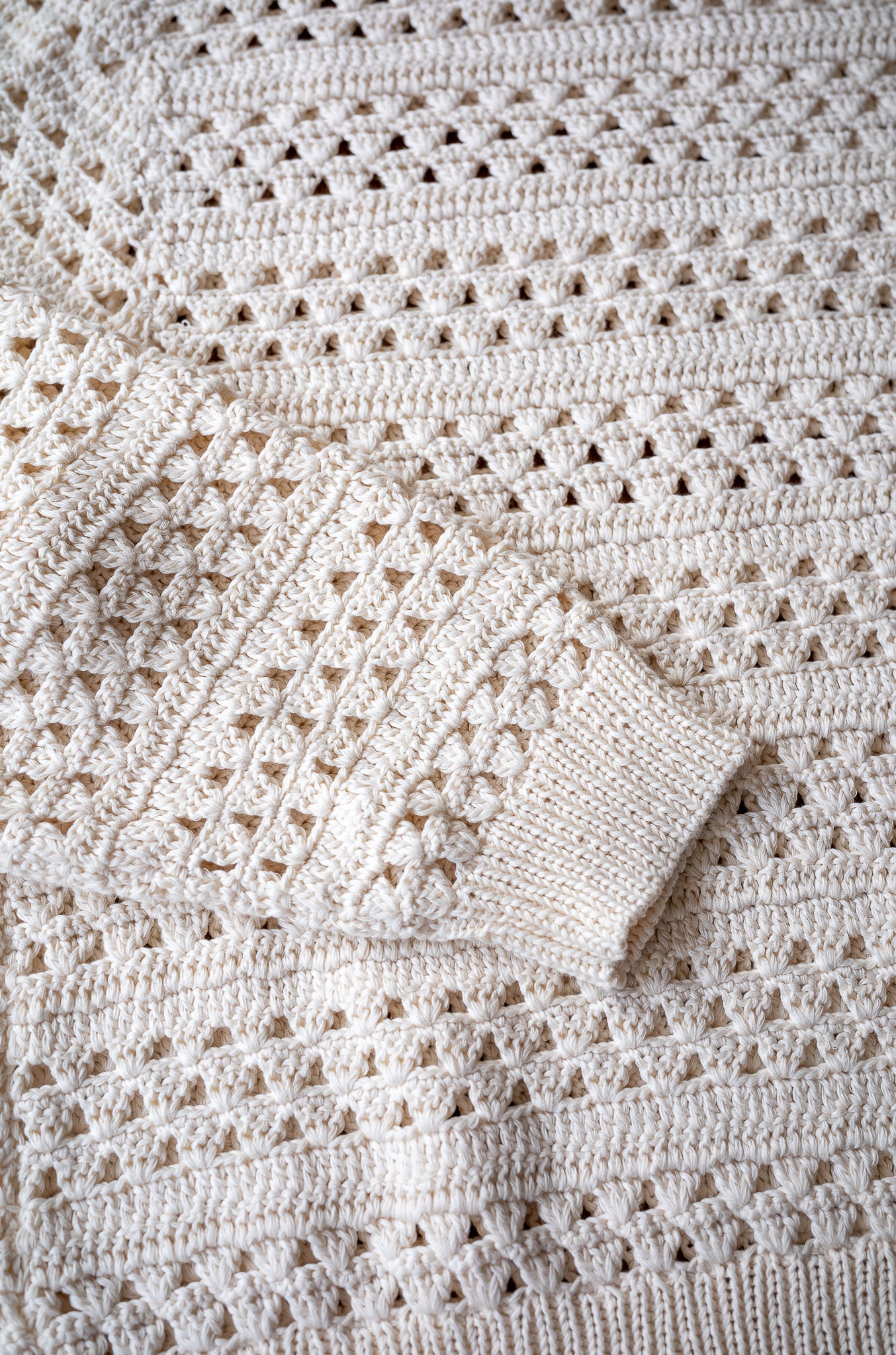 Crochet Horizontal Stripe Pullover〔MILK〕