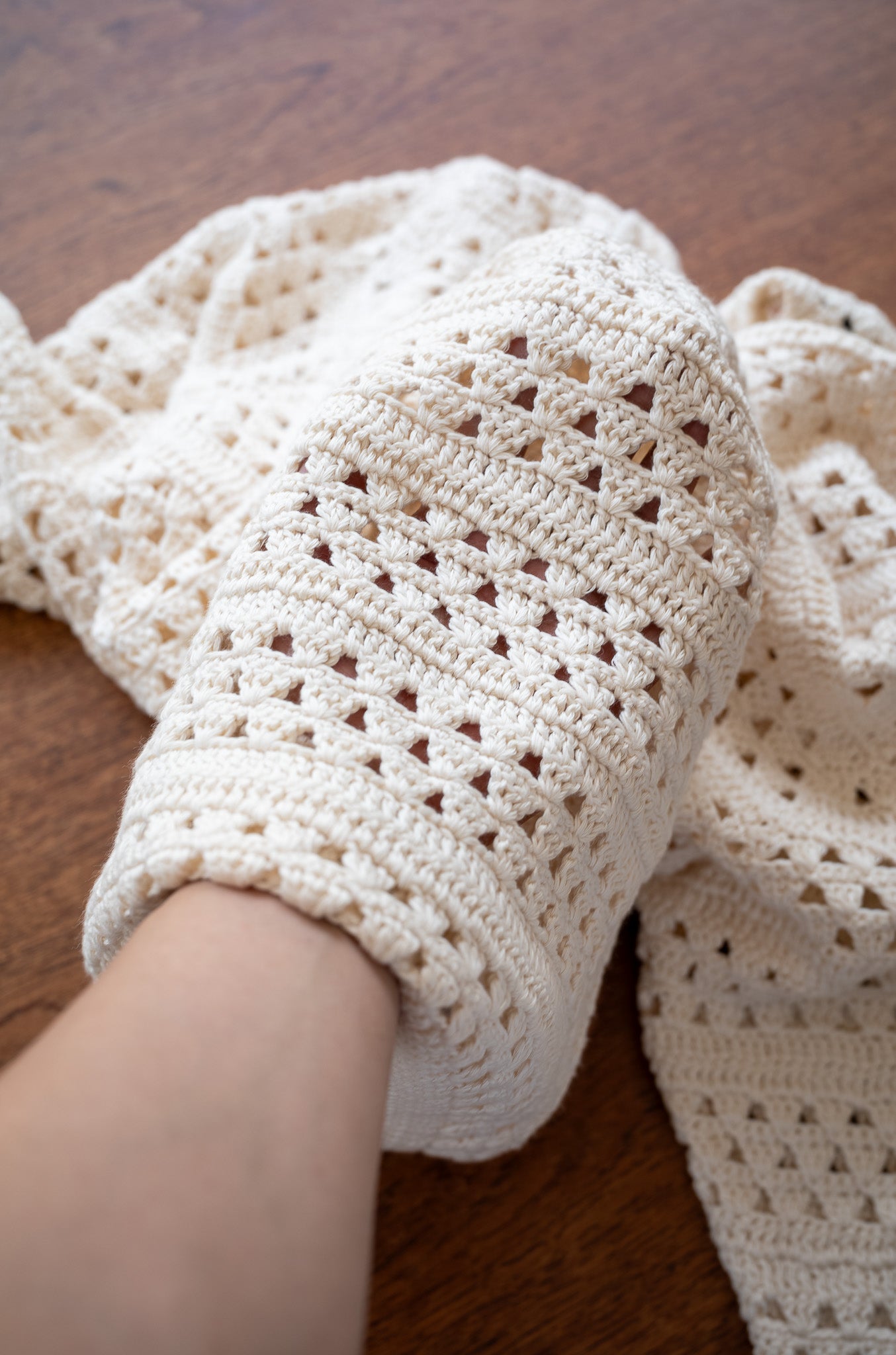 Crochet Horizontal Stripe Pullover〔MILK〕