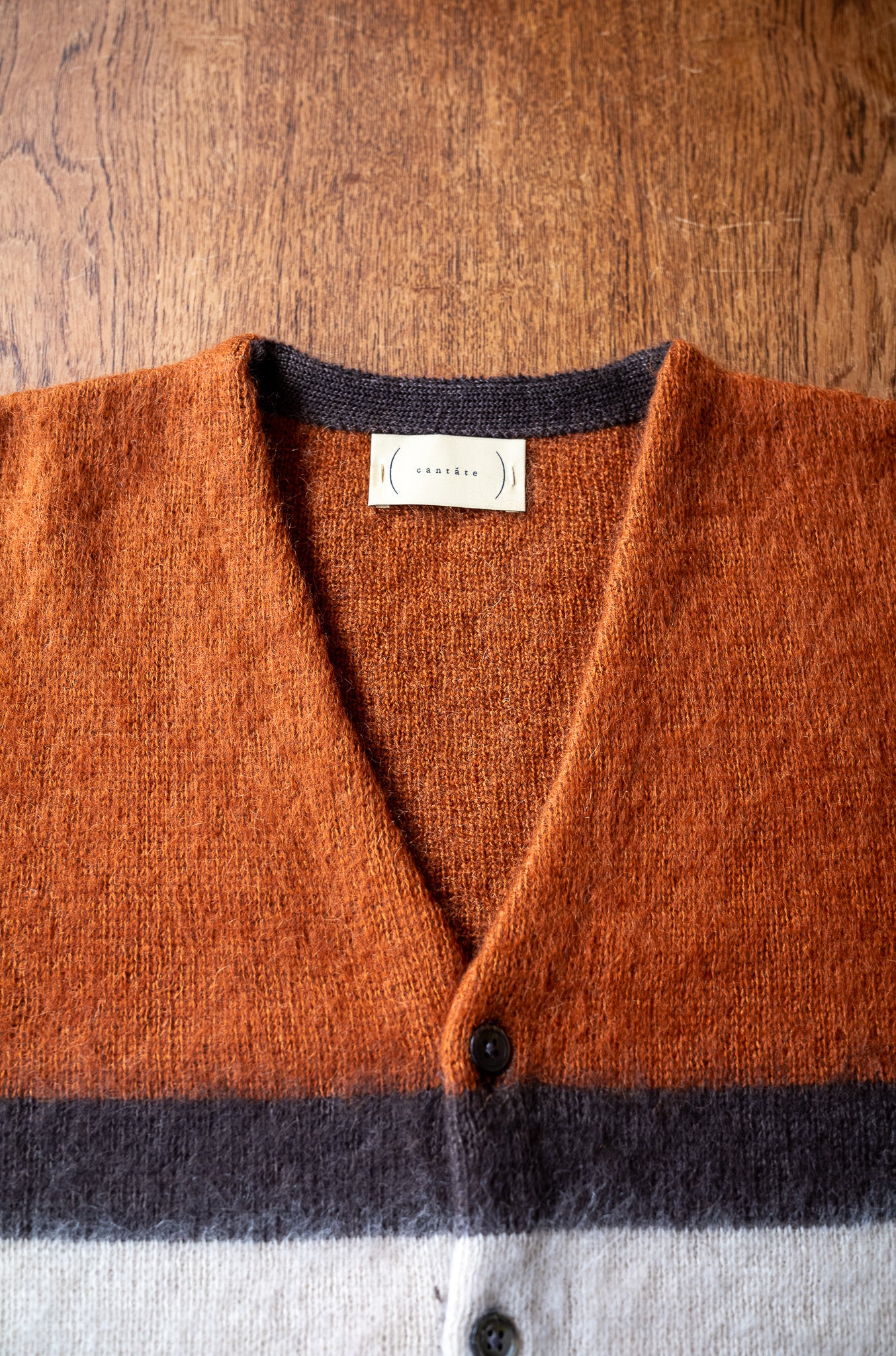Stupid Shaggy Panel Cardigan〔BROWN BASE〕