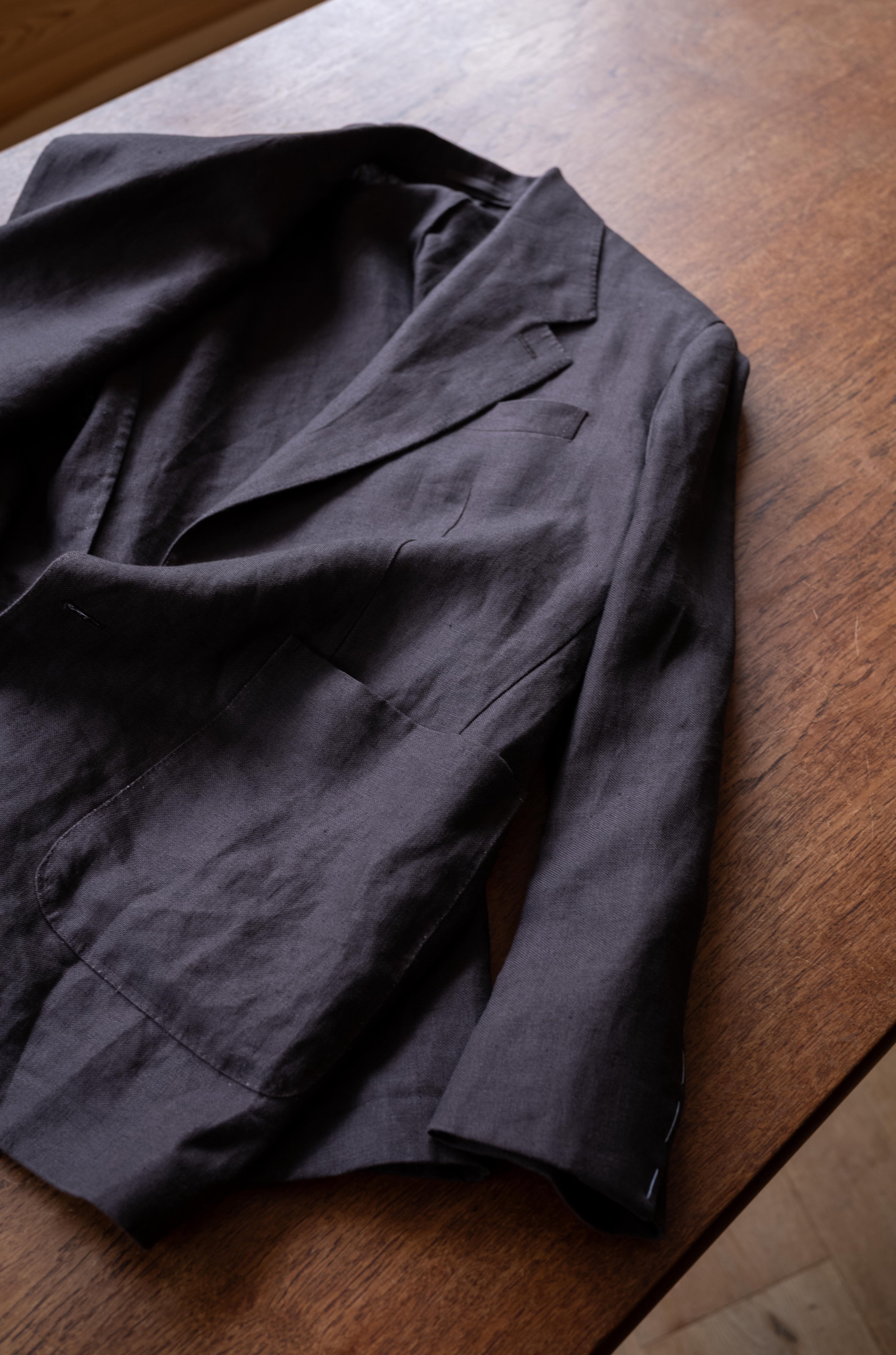 Linen Unstructured Tailored Jacket 〔BROWN〕