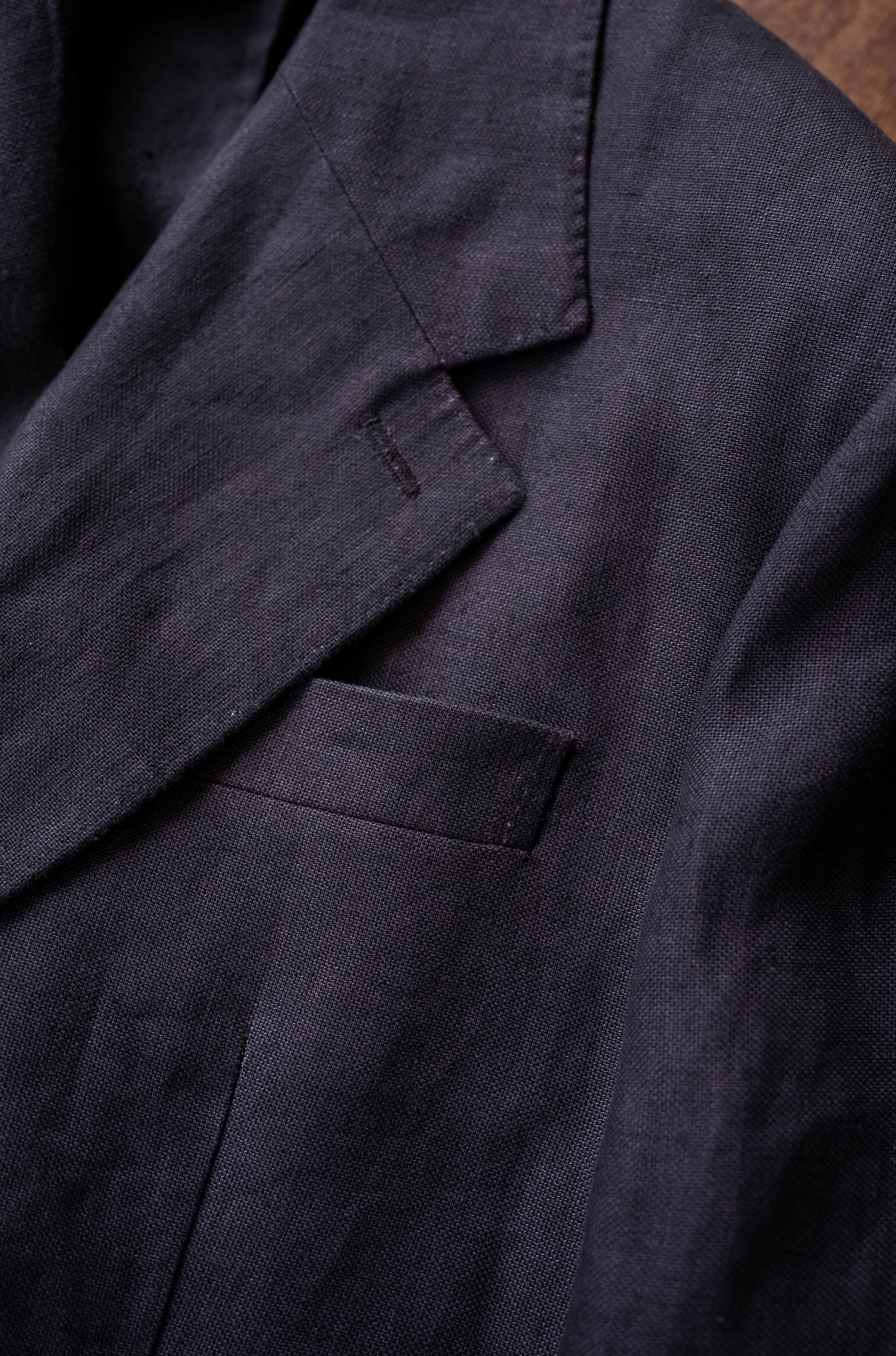 Linen Unstructured Tailored Jacket 〔BROWN〕