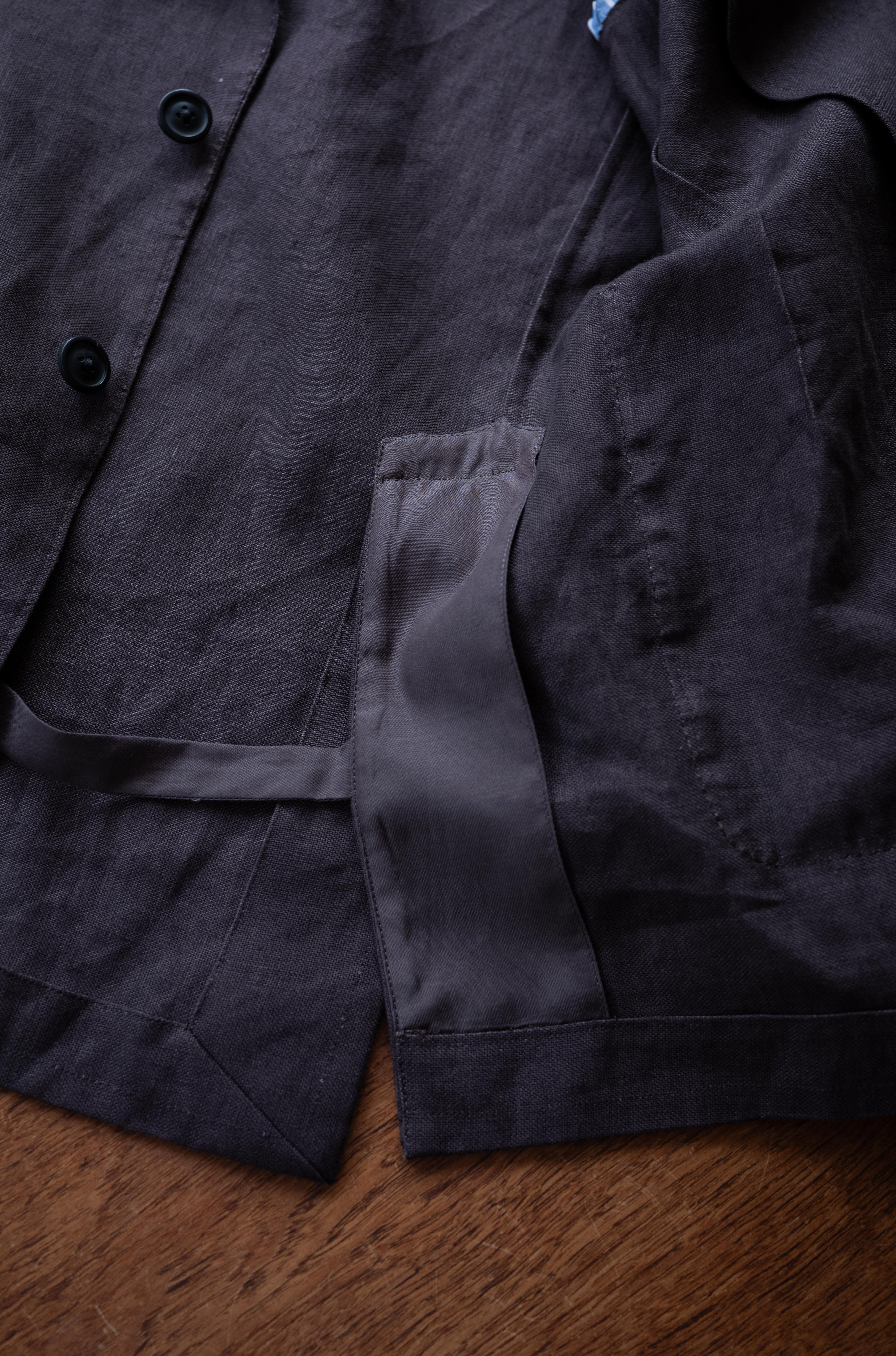 Linen Unstructured Tailored Jacket 〔BROWN〕