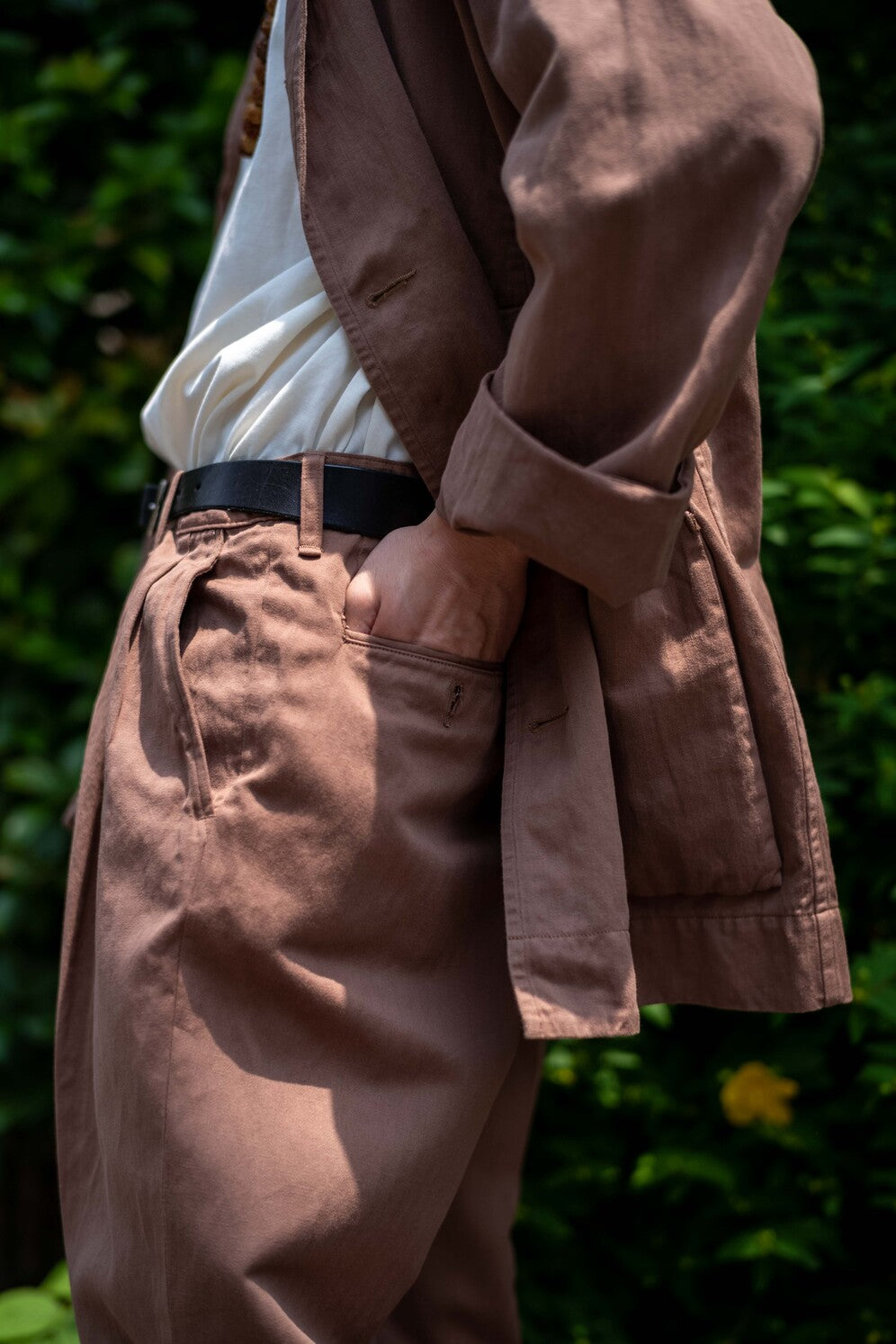 新品　cantate　Herringbone Trousers　リネン　46 Satin Herringbone Trousers | cliché